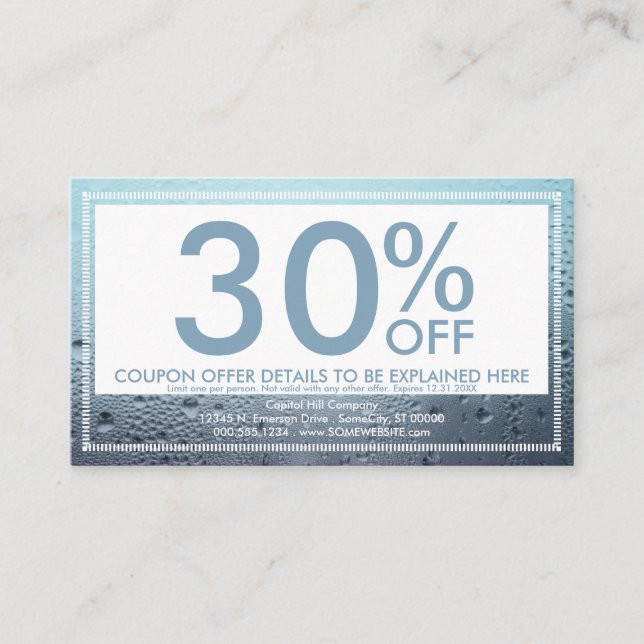 steamed glass coupon card rabattkort (Framsida)