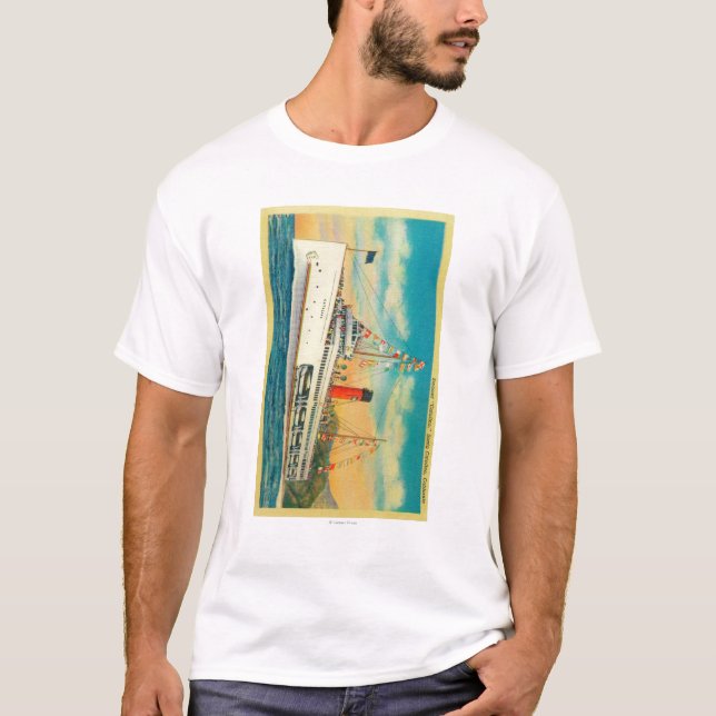 Steamer "Catalina" på den Santa Catalina ön T-shirt (Framsida)