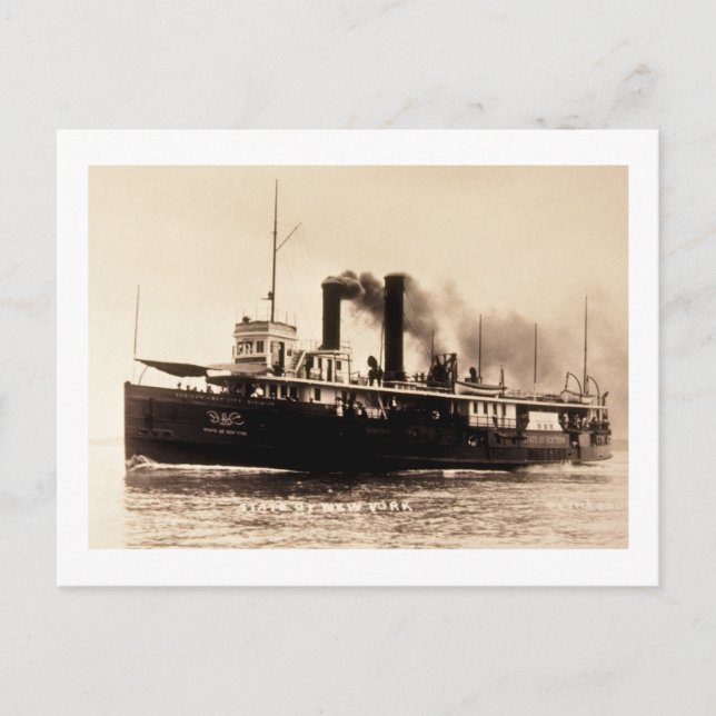 Steamer City New York - Louis Pesha - D&C Line Vykort (Framsida)
