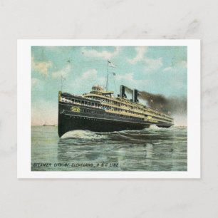 Steamer City of Cleveland 1909 Vintage Vykort