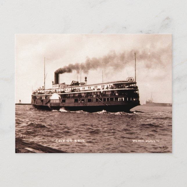 Steamer "City of Erie" Cleveland och Buffalo Line Vykort (Framsida)