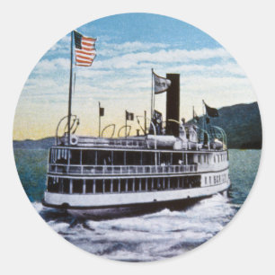 Steamer "Horicon", sjö George, New York Runt Klistermärke