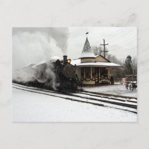 Steamer i Winter Snö Vykort