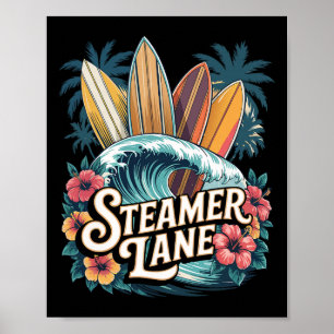 Steamer Lane Surfboards Santa Surfing Cruz Grafik Poster