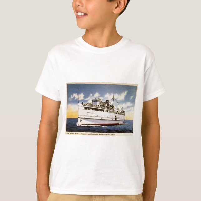 Steamer Naushon, Nantucket Steamboat Line, massa. Tee Shirt (Framsida)