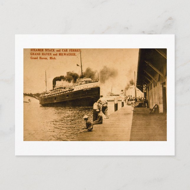 Steamer Nyack och Car Ferries, Grand Haven, MI Vykort (Framsida)