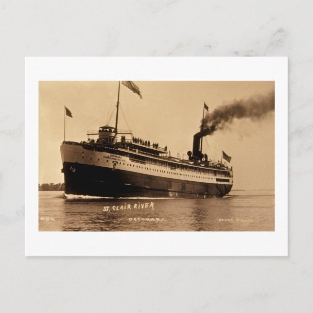 Steamer Ocotorara on St Clair River - Louis Pesha Vykort (Framsida)