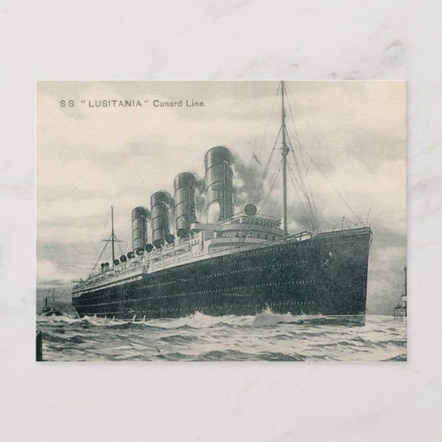 Steamer SS Lusitania Vykort (Framsida)