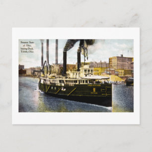 Steamer State of Ohio Lämnande Dock, Toledo, Ohio Vykort