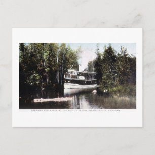 Steamer Topinabee at Djävulen Elbow, Michigan Vykort