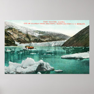 Steamerbortgång för SS Spokane vid glaciären Poster