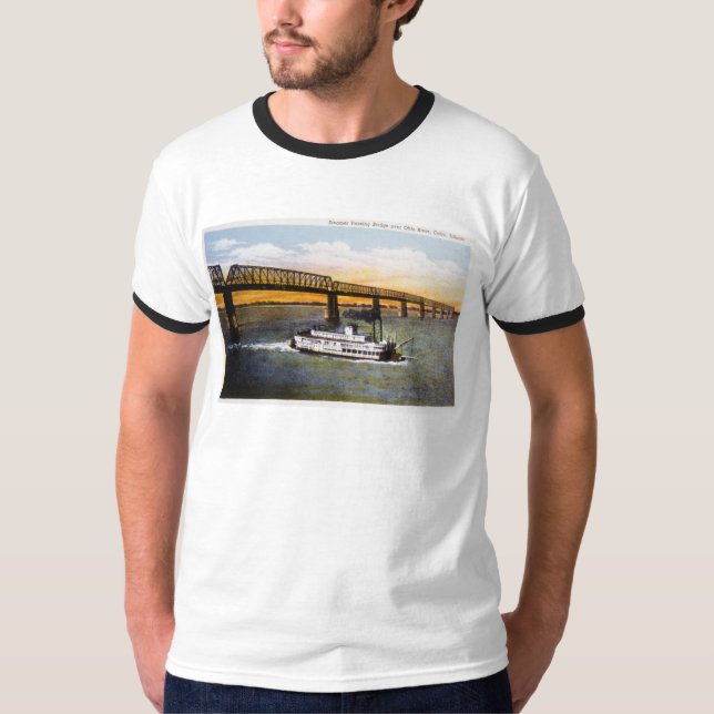 Steamerbortgång överbryggar, Ohio River, Cairo, T Shirt (Framsida)