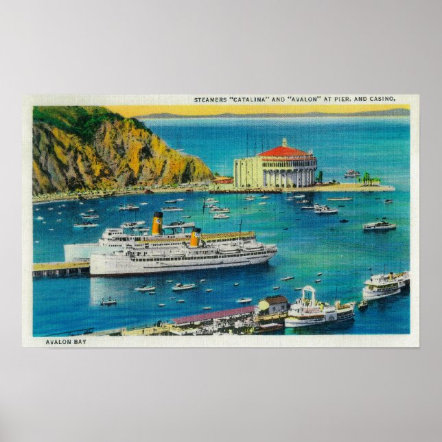 Steamers Catalina och Avalon i Pier och Casino Poster (Framsidan)
