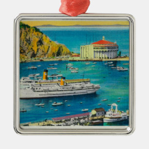 Steamers Catalina och Avalon på pir och kasino Julgransprydnad Metall