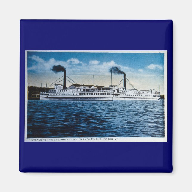 Steamers Ticonderoga och Vermont, Burlington, VT Magnet (Framsidan)