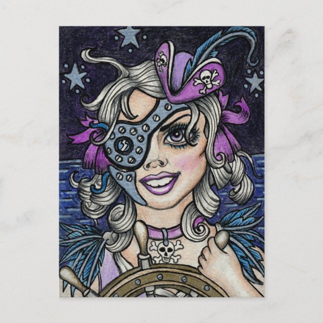 Steamface #10 Steampunk Pirat Vykort (Framsida)