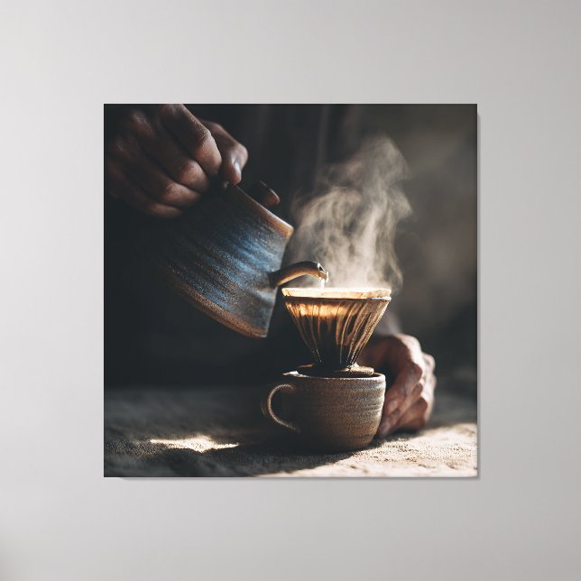 Steaming Ceramic Pour Over Canvastryck (Framsida)