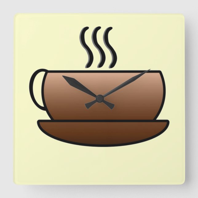 Steaming Coffee Mugg Fyrkantig Klocka (Framsida)