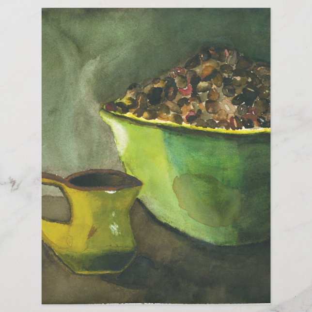 Steaming God morgon Kopp i Coffee Bowl Coffee Bean (Framsida)