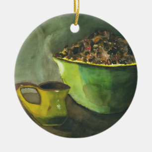 Steaming God morgon Kopp i Coffee Bowl Coffee Bean Julgransprydnad Keramik