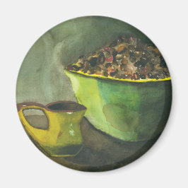 Steaming God morgon Kopp i Coffee Bowl Coffee Bean Magnet