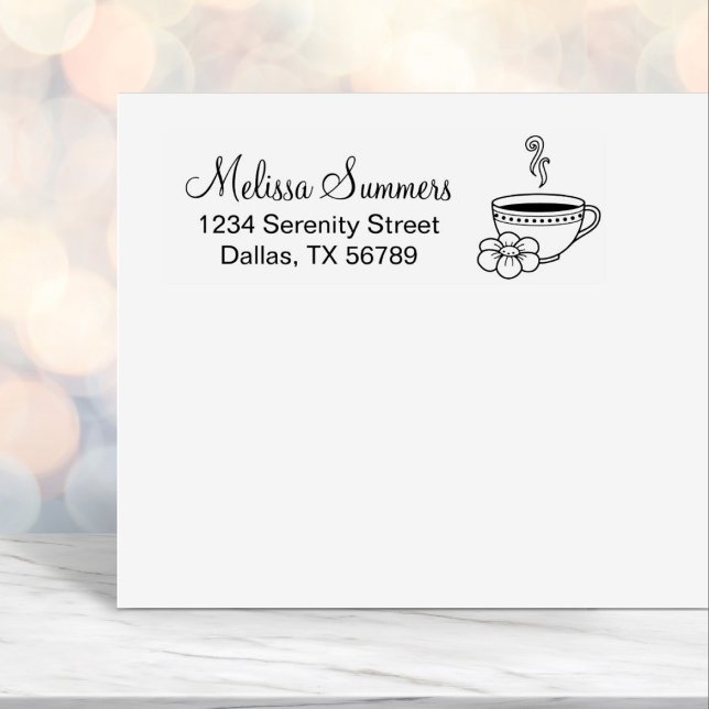 Steaming Kopp i Herbal Tea Adress Självfärgande Stämpel (Skapare uppladdad)