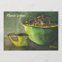 Steaming Kopp vid inbjudan till Söndag-kaffet ()