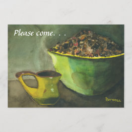 Steaming Kopp vid inbjudan till Söndag-kaffet ()