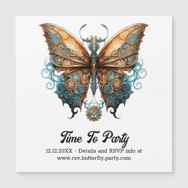 Steamlace Swallowtail Butterfly Steampunk Bröllop (Framsida)