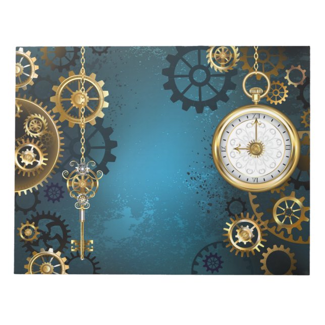 Steampun turcoise Background med Gears Anteckningsblock (Framsida)