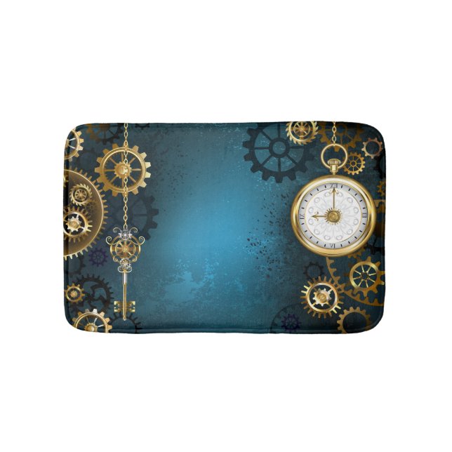 Steampun turcoise Background med Gears Badrumsmatta (Framsidan)