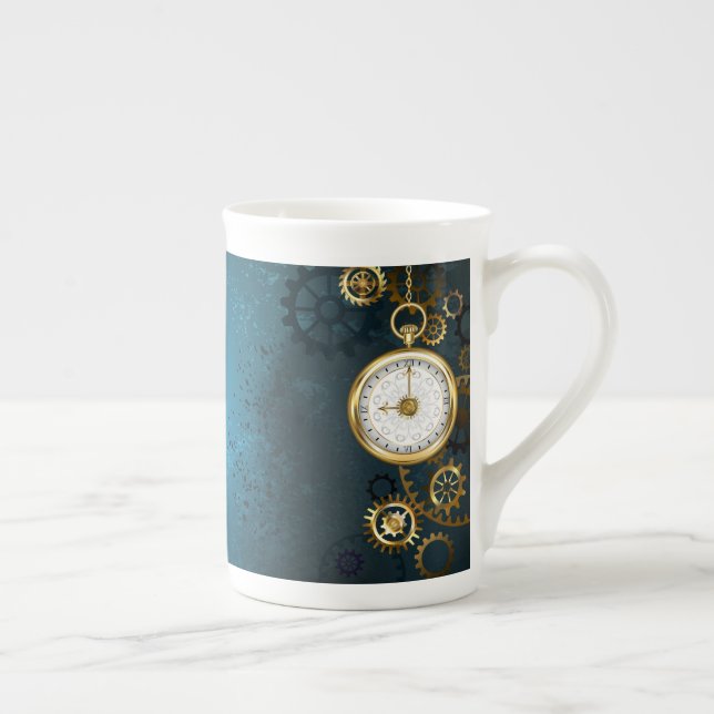Steampun turcoise Background med Gears Benporslin Mugg (Höger)