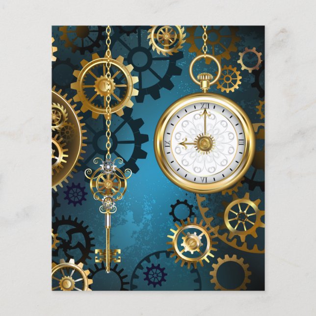 Steampun turcoise Background med Gears Flygblad (Framsidan)