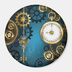 Steampun turcoise Background med Gears Magnet