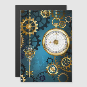 Steampun turcoise Background med Gears Magnetisk Inbjudningskort