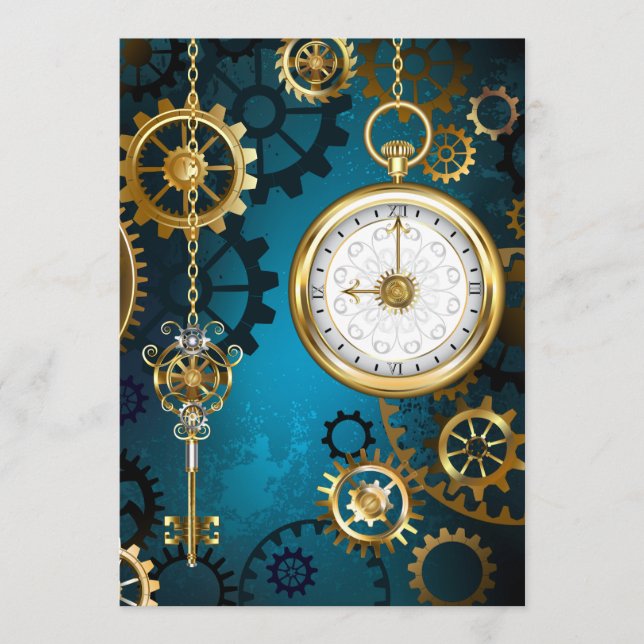 Steampun turcoise Background med Gears Program (Framsida)