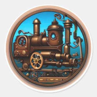Steampunk #2 Tåg Locomotive Runt Klistermärke