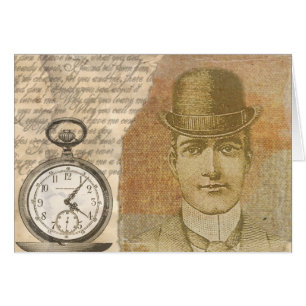 Steampunk 40 Pocket Watch Greeting Card Hälsningskort