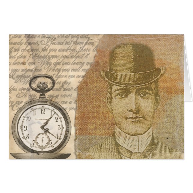 Steampunk 40 Pocket Watch Greeting Card Hälsningskort (Framsidan Horizontal)