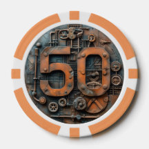 Steampunk $50 Poker Chip: Arcane Machina