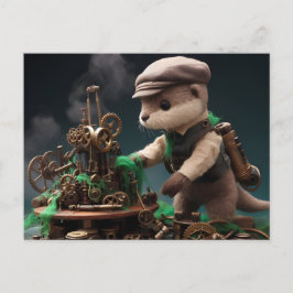 Steampunk Adsible Otter Works on Machinery Vykort