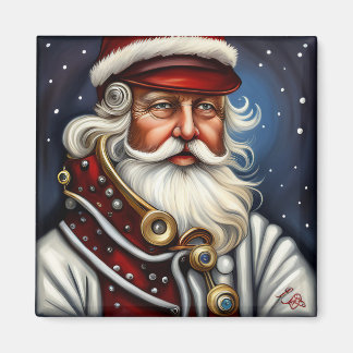 Steampunk Aesthetics Iconic Santa Magnet
