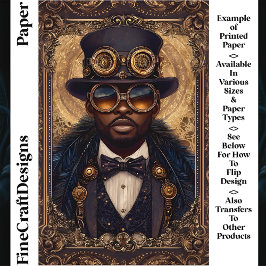 Steampunk African American Man CM6 Srapbook Papper