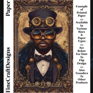 Steampunk African American Man CM6 Srapbook Papper