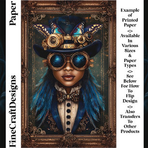 Steampunk African Woman Female CM7 Skrapbok Papper