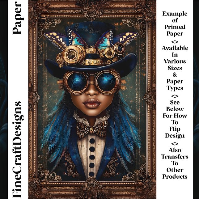 Steampunk African Woman Female CM7 Skrapbok Papper (Skapare uppladdad)