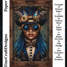 Steampunk Afrikansk Kvinna Kvinnlig CM7 Scrapbookp