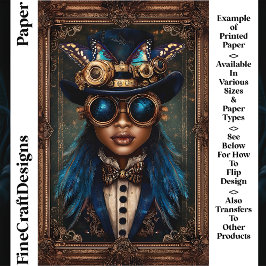 Steampunk Afrikansk Kvinna Kvinnlig CM7 Scrapbookp