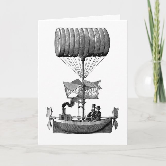 Steampunk Airship Card Kort (Framsida)