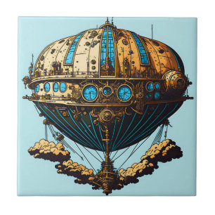 Steampunk Airship Dreams Ceramic Tile Kakelplatta